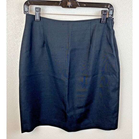 NWT Jones New York Straight Skirt Women's Black 100% Silk Size 6 Side Zipper - Picture 2 of 9
